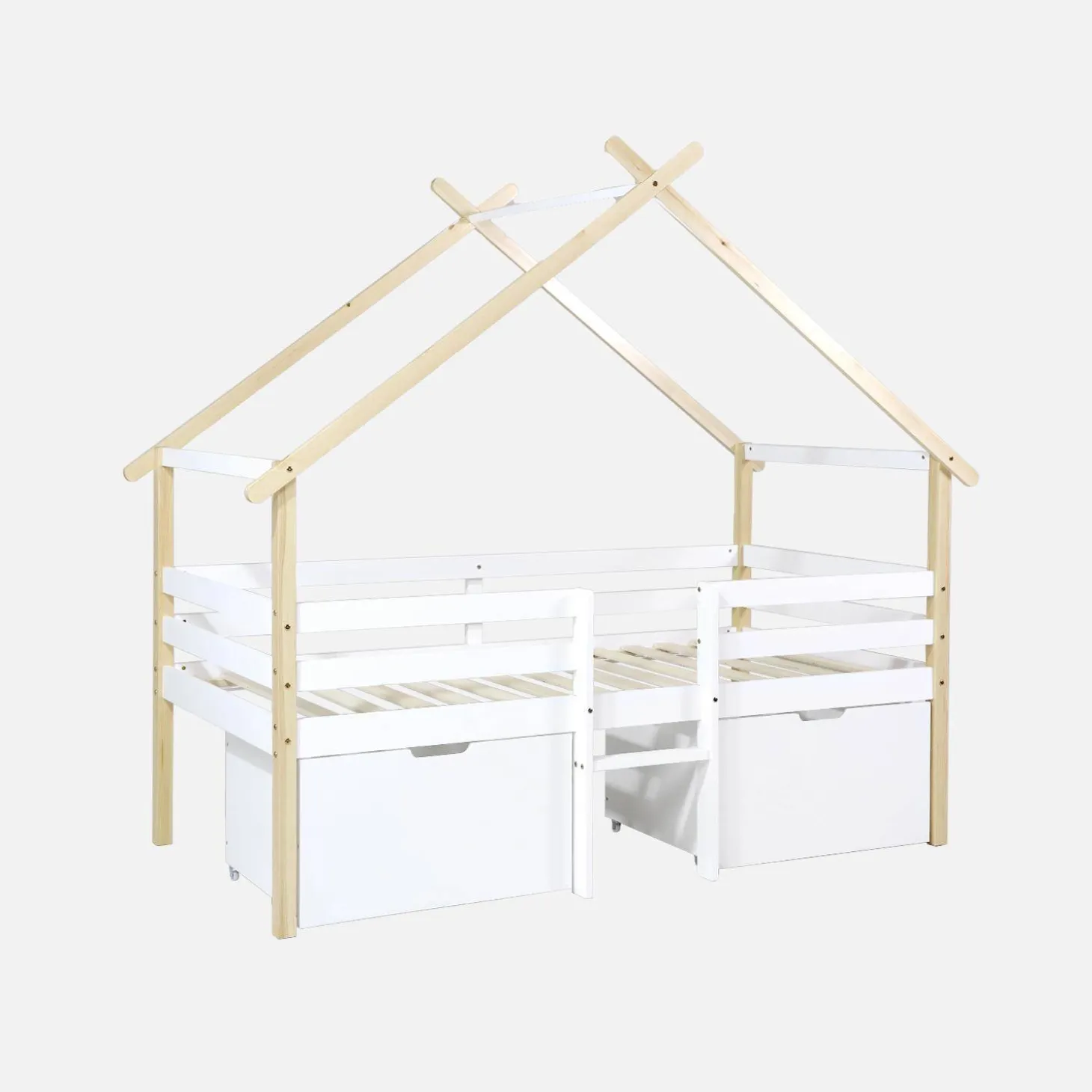 Kid's bed 90 x 190 cm pine wood slatted base included and 2 drawers