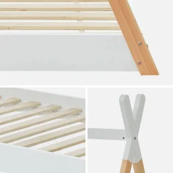 Kid's teepee bed 90 x 190cm natural pine slatted base included