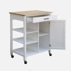 Kitchen serving tray in rubber wood with handle