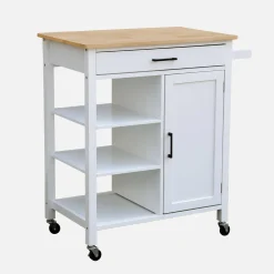 Kitchen serving tray in rubber wood with handle