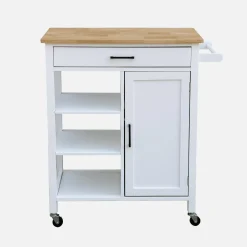 Kitchen serving tray in rubber wood with handle