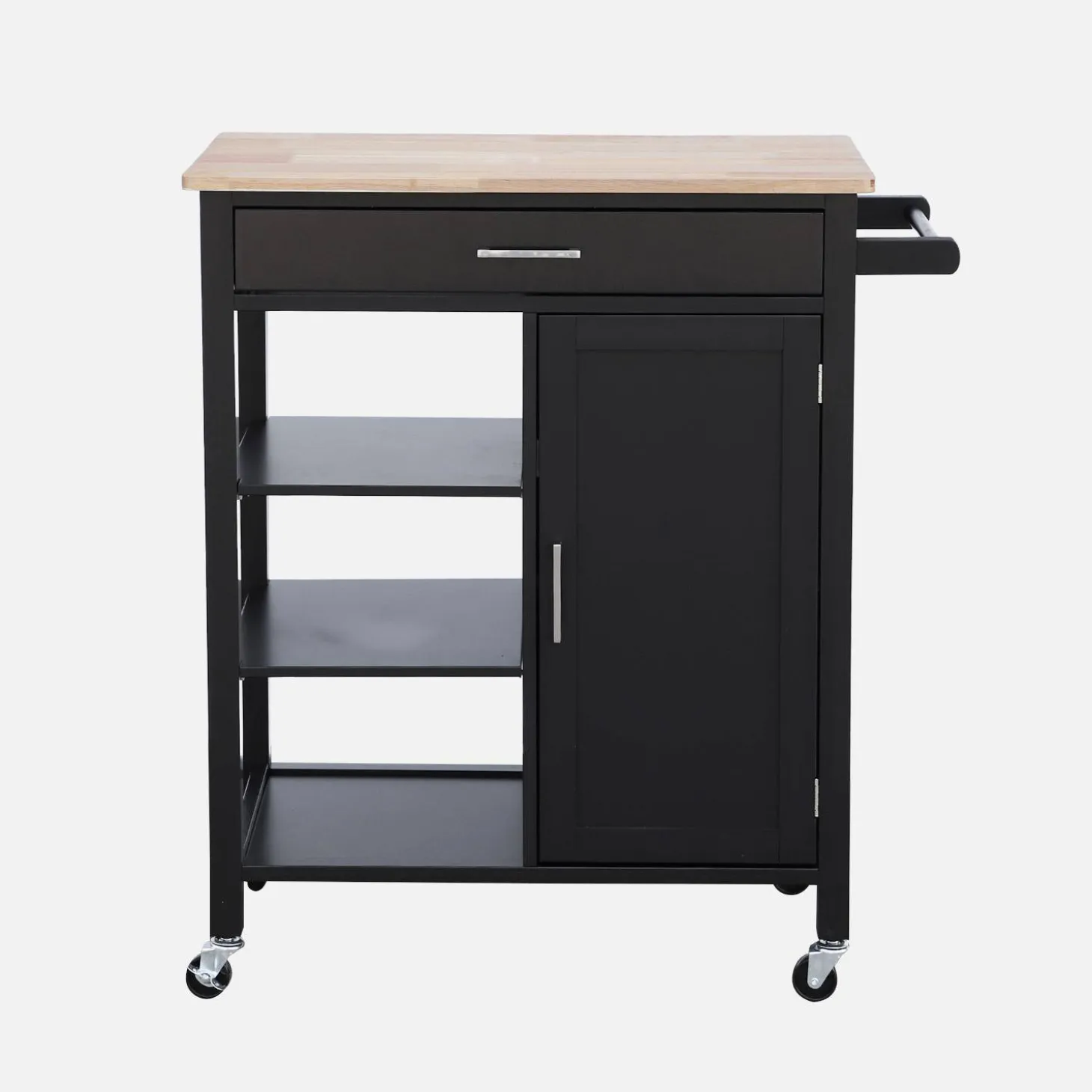 Kitchen serving tray in rubber wood with handle