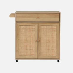 Kitchen sideboard wood decor and cane 1 handle 1 drawer 2 doors