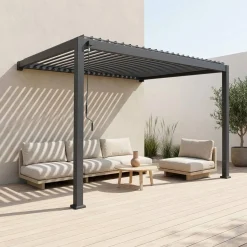 Lean to pergola with louvered roof aluminium 4 x 3m