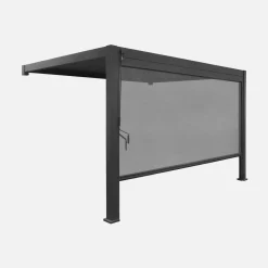 Lean to pergola with louvered roof in aluminium 4x3m + 4m blind Triomphe