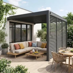 Lean to pergola 4 x 3m + 3 130cm louver panels