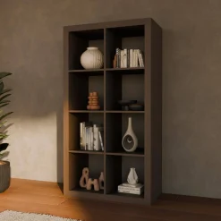 4-level bookshelf with 8 compartments