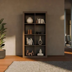 4-level bookshelf with 8 compartments