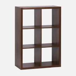2-level bookshelf with 6 compartments