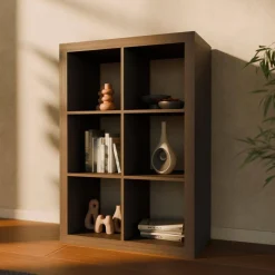 2-level bookshelf with 6 compartments