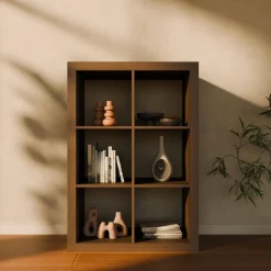 2-level bookshelf with 6 compartments
