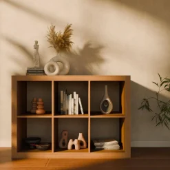 2-level bookshelf with 6 compartments