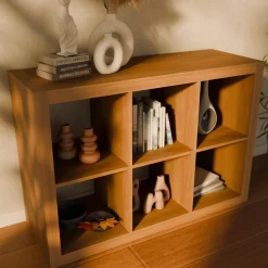 2-level bookshelf with 6 compartments