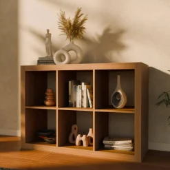 2-level bookshelf with 6 compartments