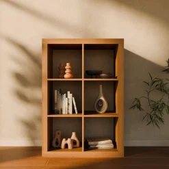 2-level bookshelf with 6 compartments
