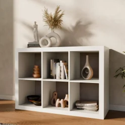 2-level bookshelf with 6 compartments