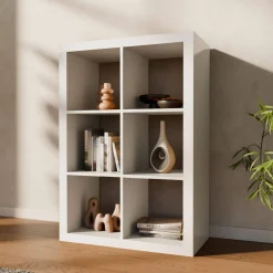 2-level bookshelf with 6 compartments