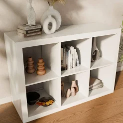 2-level bookshelf with 6 compartments