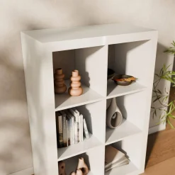2-level bookshelf with 6 compartments