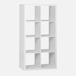 4-level bookshelf with 8 compartments