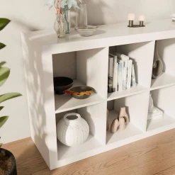 4-level bookshelf with 8 compartments