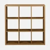 3-level cubic bookshelf with 9 compartments