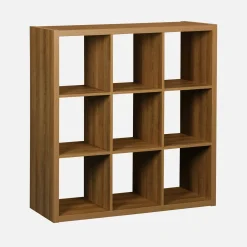 3-level cubic bookshelf with 9 compartments