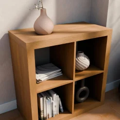 2-level cubic bookshelf with 4 compartments