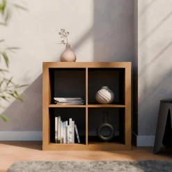 2-level cubic bookshelf with 4 compartments