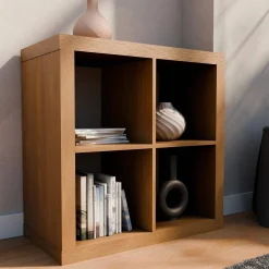 2-level cubic bookshelf with 4 compartments