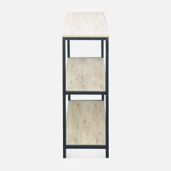 3-level industrial bookcase with wood and metal effect