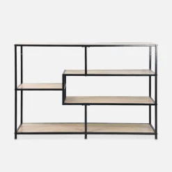 5-level industrial bookshelf in metal and wood effect