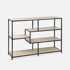 5-level industrial bookshelf in metal and wood effect