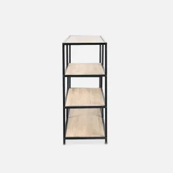 5-level industrial bookshelf in metal and wood effect