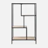 4-level industrial bookshelf in metal and wood effect