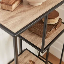 4-level industrial bookshelf in metal and wood effect