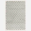 Light blue and cream checkerboard interior rug