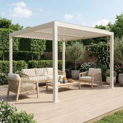 Louvered pergola aluminium and steel 3 x 3m