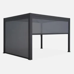 Louvered pergola aluminium 4 x 3m with a 3m blind and a 4m blind
