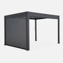 Louvered pergola aluminium 4 x 3m with a 3m blind and a 4m blind