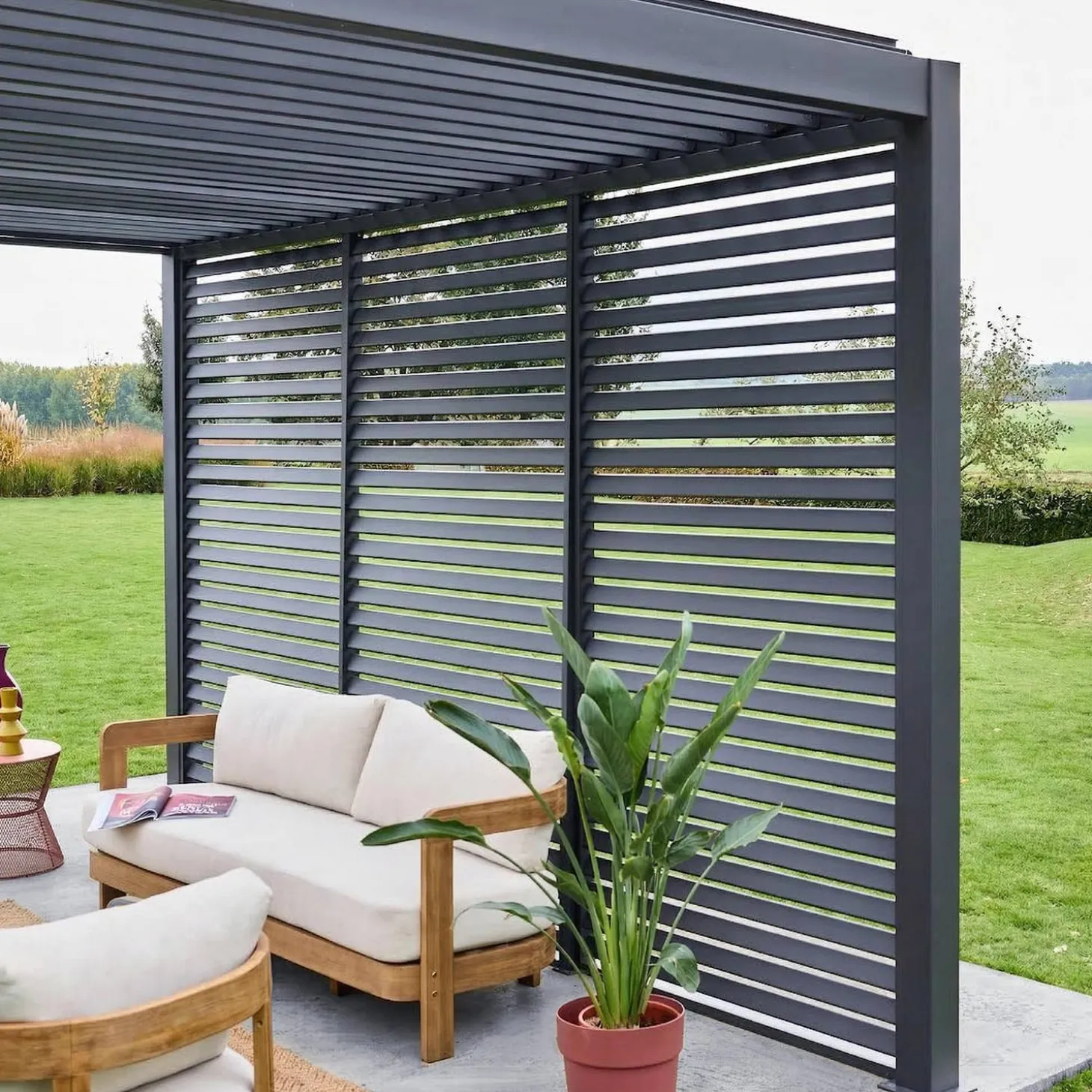 Louvered pergola aluminium 4 x 3m and 3 130cm louver panels