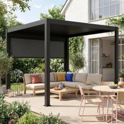 Louvered pergola aluminium 3 x 3m V2 + 3m blind