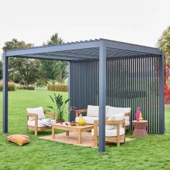 Louvered pergola aluminium 4 x 3m + 3 130cm vertical louver panels