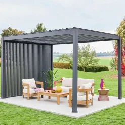 Louvered pergola aluminium 4 x 3m + 3 100cm vertical louver panels