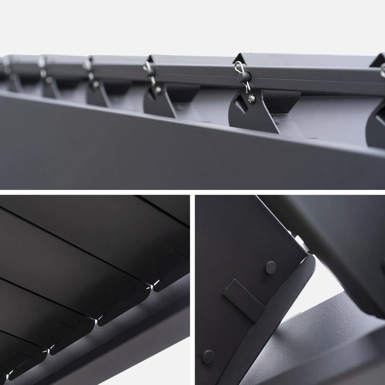 Louvered pergola aluminium 3 x 3m V2 and 3 100cm louver panels