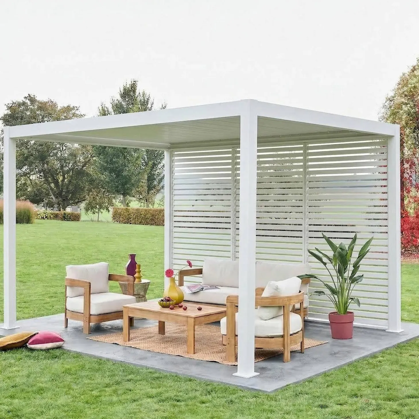 Louvered pergola aluminium 4 x 3m and 3 130cm louver panels