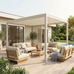 Louvered pergola Triomphe 3x4m + louvers 100cm + louvers 130cm