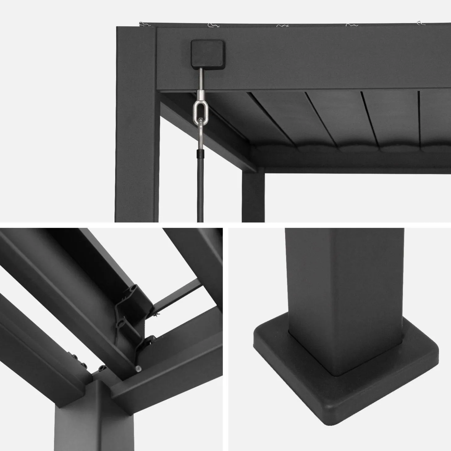 Louvered pergola Triomphe 3x4m + louvers 100cm + louvers 130cm