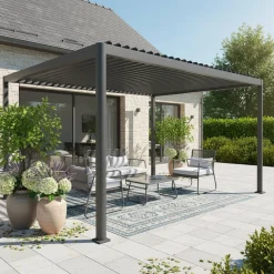 Louvered pergola with rounded legs aluminium 4x3m