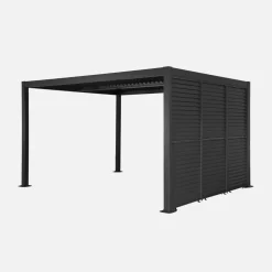 Louvered pergola 4x3m + 3 100 cm adjustable slat louver panels